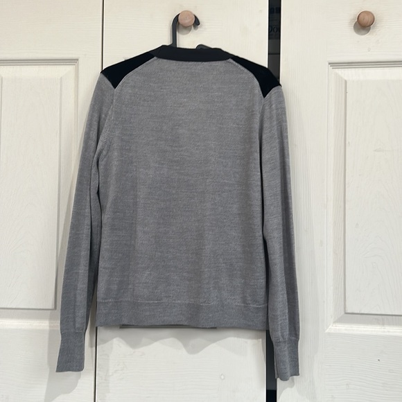 J Crew Merino Wool Blend Velvet Panel Button Down Sweater - Picture 4 of 6